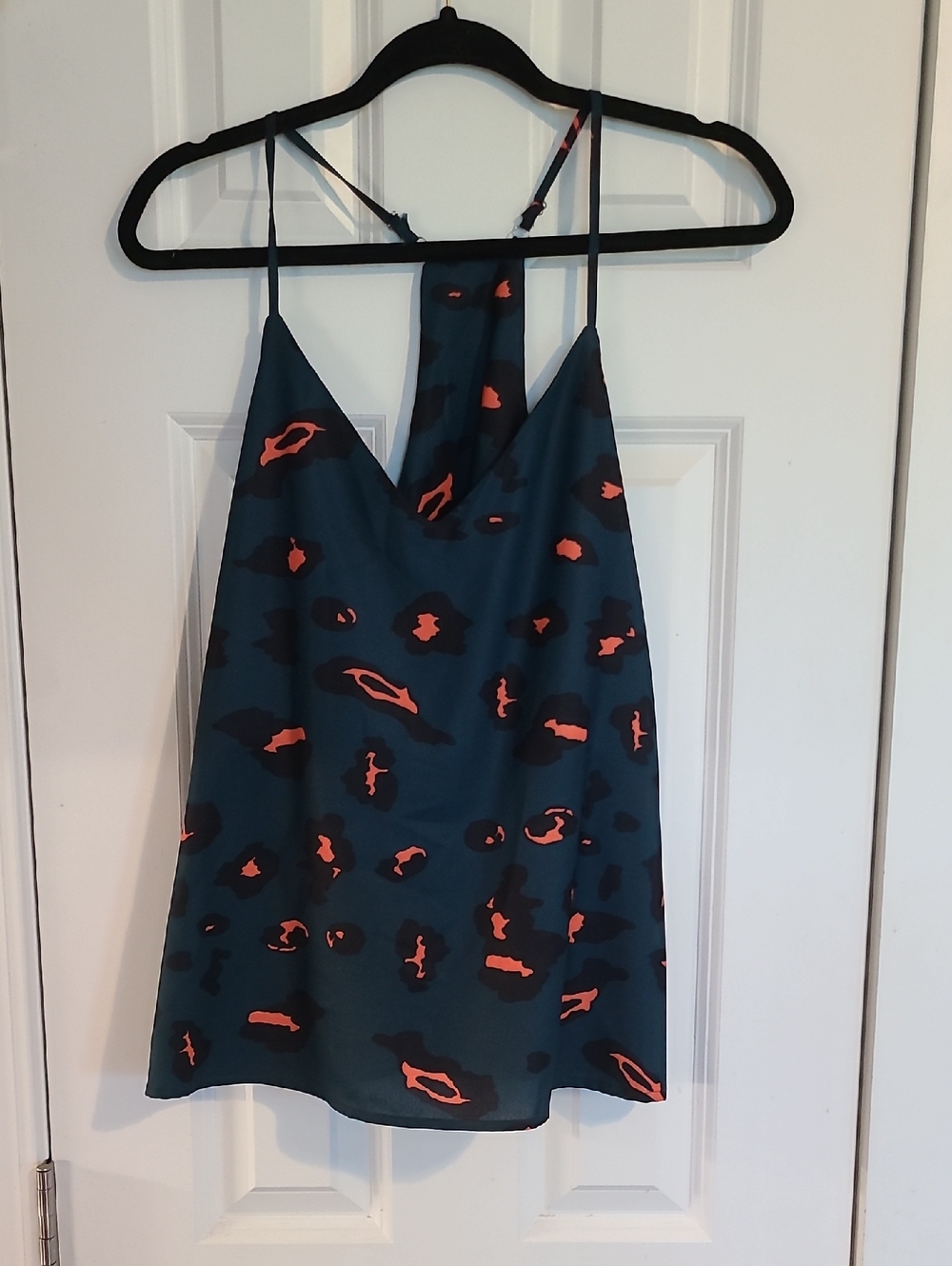 Women’s Teal And Coral Animal Print Tank Top - Slim Stretch Polyester-Spandex